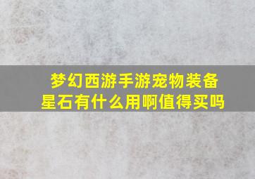 梦幻西游手游宠物装备星石有什么用啊值得买吗