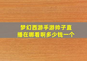 梦幻西游手游帅子直播在哪看啊多少钱一个