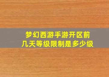 梦幻西游手游开区前几天等级限制是多少级