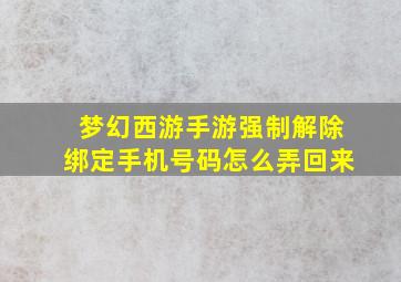 梦幻西游手游强制解除绑定手机号码怎么弄回来