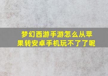 梦幻西游手游怎么从苹果转安卓手机玩不了了呢