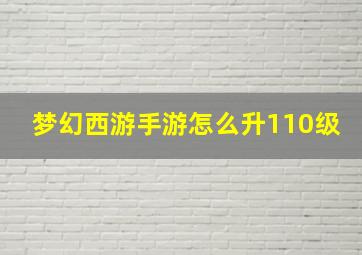 梦幻西游手游怎么升110级