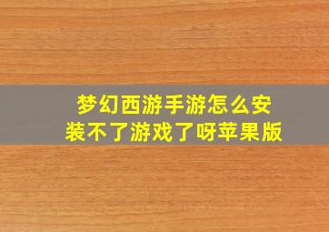 梦幻西游手游怎么安装不了游戏了呀苹果版