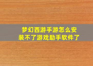 梦幻西游手游怎么安装不了游戏助手软件了