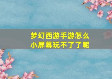 梦幻西游手游怎么小屏幕玩不了了呢