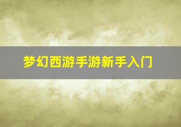 梦幻西游手游新手入门