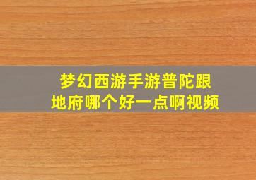 梦幻西游手游普陀跟地府哪个好一点啊视频