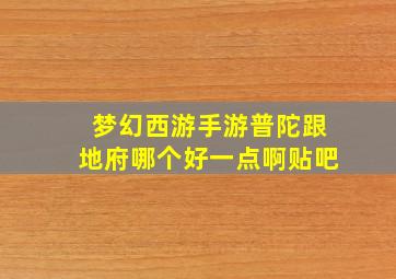 梦幻西游手游普陀跟地府哪个好一点啊贴吧