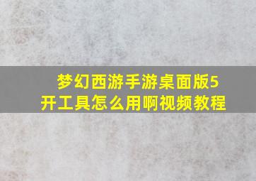 梦幻西游手游桌面版5开工具怎么用啊视频教程