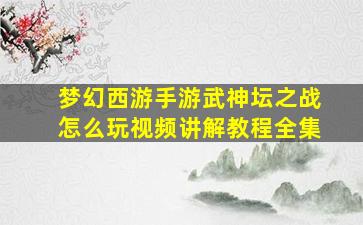 梦幻西游手游武神坛之战怎么玩视频讲解教程全集