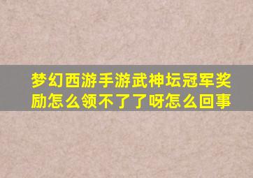 梦幻西游手游武神坛冠军奖励怎么领不了了呀怎么回事