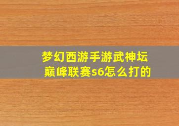 梦幻西游手游武神坛巅峰联赛s6怎么打的