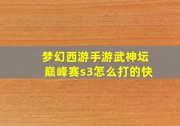 梦幻西游手游武神坛巅峰赛s3怎么打的快