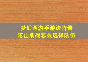 梦幻西游手游法阵普陀山助战怎么选择队伍