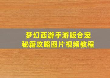 梦幻西游手游版合宠秘籍攻略图片视频教程