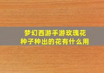 梦幻西游手游玫瑰花种子种出的花有什么用