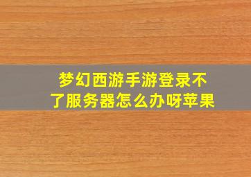 梦幻西游手游登录不了服务器怎么办呀苹果