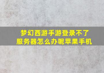 梦幻西游手游登录不了服务器怎么办呢苹果手机