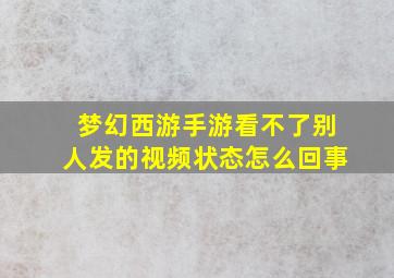 梦幻西游手游看不了别人发的视频状态怎么回事