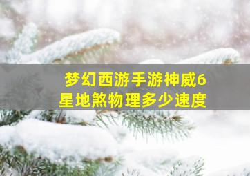 梦幻西游手游神威6星地煞物理多少速度