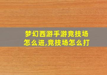 梦幻西游手游竞技场怎么进,竞技场怎么打