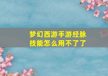 梦幻西游手游经脉技能怎么用不了了