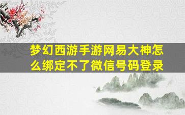 梦幻西游手游网易大神怎么绑定不了微信号码登录