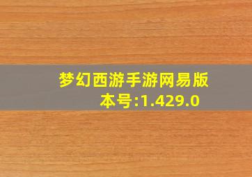 梦幻西游手游网易版本号:1.429.0