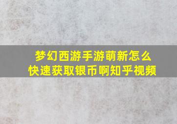 梦幻西游手游萌新怎么快速获取银币啊知乎视频