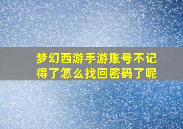 梦幻西游手游账号不记得了怎么找回密码了呢