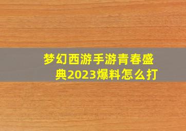 梦幻西游手游青春盛典2023爆料怎么打