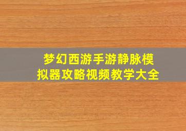 梦幻西游手游静脉模拟器攻略视频教学大全