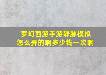 梦幻西游手游静脉模拟怎么弄的啊多少钱一次啊