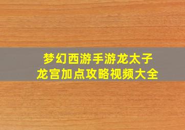 梦幻西游手游龙太子龙宫加点攻略视频大全