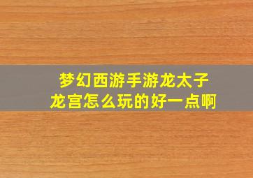 梦幻西游手游龙太子龙宫怎么玩的好一点啊