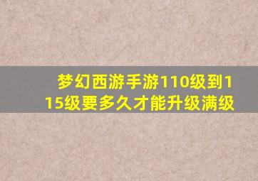 梦幻西游手游110级到115级要多久才能升级满级