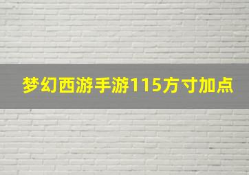 梦幻西游手游115方寸加点