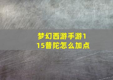 梦幻西游手游115普陀怎么加点