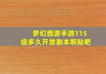 梦幻西游手游115级多久开放副本啊贴吧