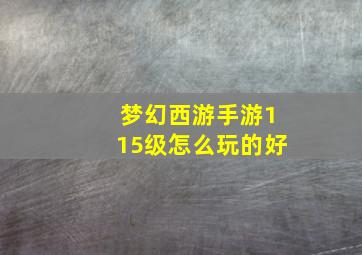 梦幻西游手游115级怎么玩的好