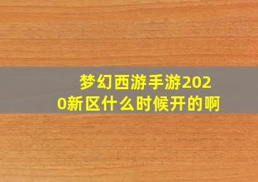 梦幻西游手游2020新区什么时候开的啊