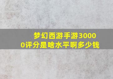 梦幻西游手游30000评分是啥水平啊多少钱