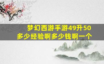 梦幻西游手游49升50多少经验啊多少钱啊一个