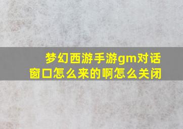 梦幻西游手游gm对话窗口怎么来的啊怎么关闭