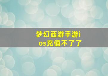 梦幻西游手游ios充值不了了