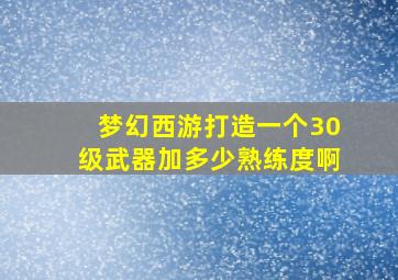 梦幻西游打造一个30级武器加多少熟练度啊