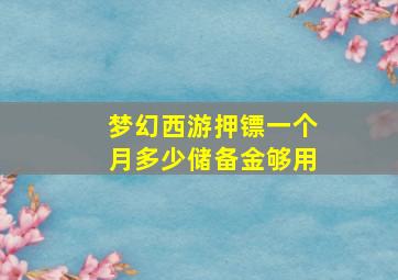 梦幻西游押镖一个月多少储备金够用