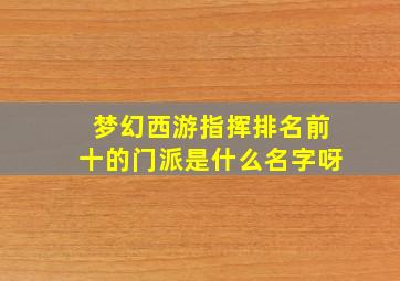 梦幻西游指挥排名前十的门派是什么名字呀