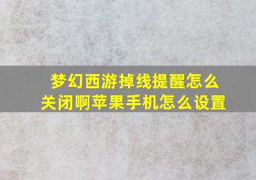 梦幻西游掉线提醒怎么关闭啊苹果手机怎么设置