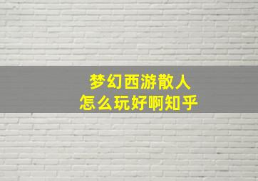 梦幻西游散人怎么玩好啊知乎